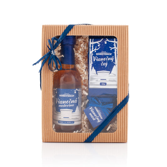 Vianočná krajinka modrá krabička